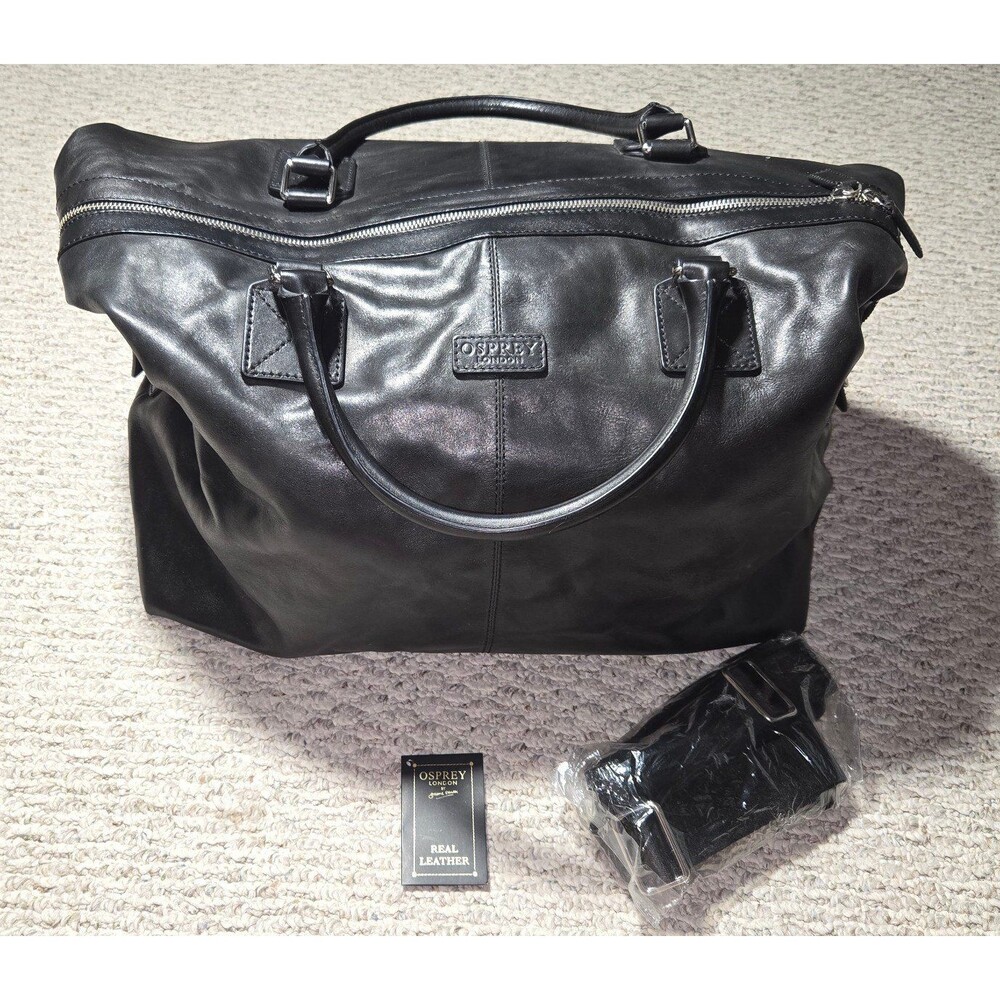 Nwt Osprey London Stowaway Weekender Bag Holdall Leather Vintage Black